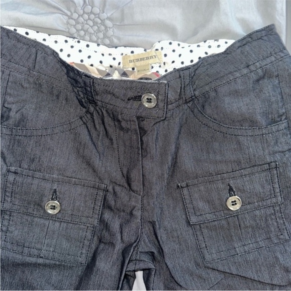 Burberry Charcoal Cargo Pants with Polka Dot Lining